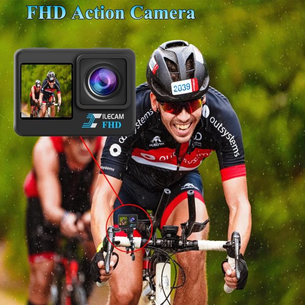 Dual Screen Action Camera 1080P WiFi Waterproof Camera 4*Zoom 131FT(40m) Waterproof Underwater Camera with 2X 1050mAh Batteries and Multifunctional Accessories Sports Camera (L300S) - Image 5