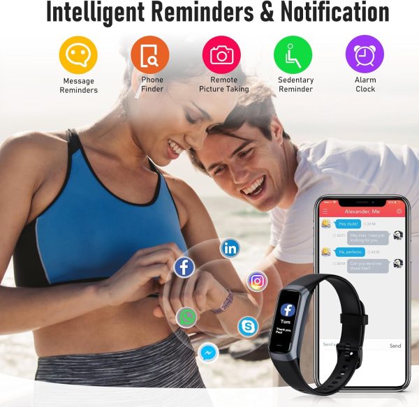 Fitness Tracker with 24/7 Heart Rate, Blood Oxygen Blood Pressure Sleep Monitor, Activity Trackers 5 ATM Waterproof,Step Calorie Counter Pedometer Health Smart Watch for Women Men - Image 4