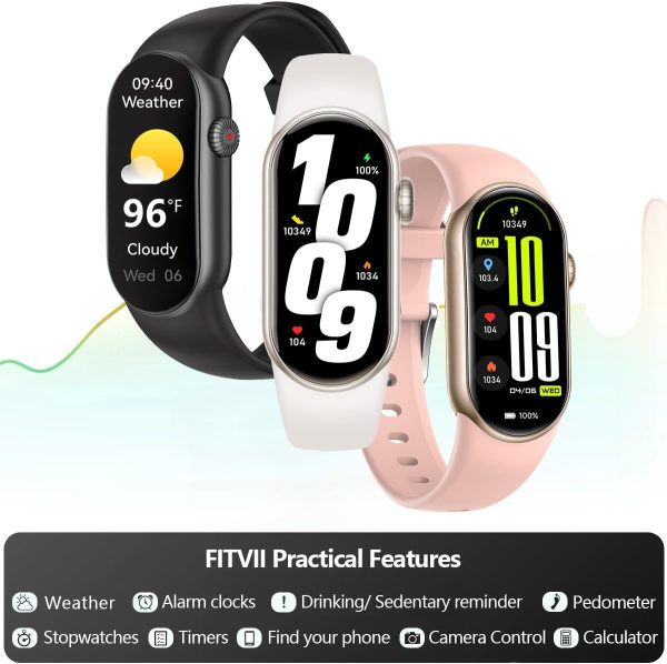 FITVII Ole Fitness Tracker, 1.6'' AMOLED Fitness Watch with 24/7 Heart Rate and Blood Pressure Monitor, Blood Oxygen Sleep Tracking Step Calories Counter IP68 Waterproof Activity Tracker for Women Men - Image 7