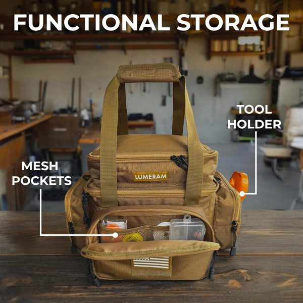 Heavy Duty Fishing Tackle Box Bag with Multiple Organized Storage Pockets and Soft Padded Shoulder Strap — Fits 6 Tackle Boxes — Perfect Fishing Tackle Bag for Saltwater or Freshwater Fishing - Image 4