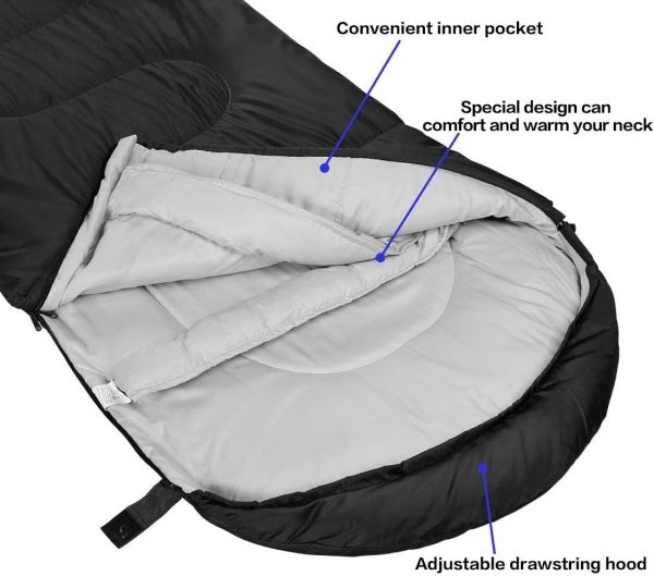 Sleeping Bag,3-4 Seasons Warm Cold Weather Lightweight, Portable, Waterproof Sleeping Bag with Compression Sack for Adults & Kids - Indoor & Outdoor: Camping, Backpacking, Hiking - Image 3