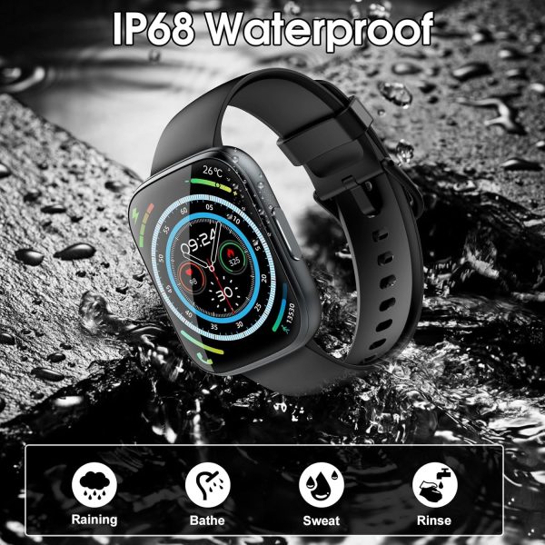 Smart Watch for Men Women(Answer/Make Calls), 1.95" HD Touch Screen Fitness Watch with Sleep Heart Rate Monitor, 110+ Sports Modes, IP68 Waterproof Activity Trackers Compatible with Android iOS, Black - Image 6