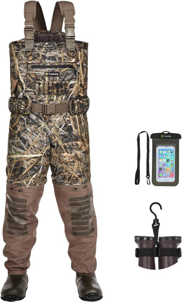 TIDEWE Breathable Chest Wader, 1600G Insulation Waterproof Hunting Wader with Steel Shank Boots & 200G Insulated Liner