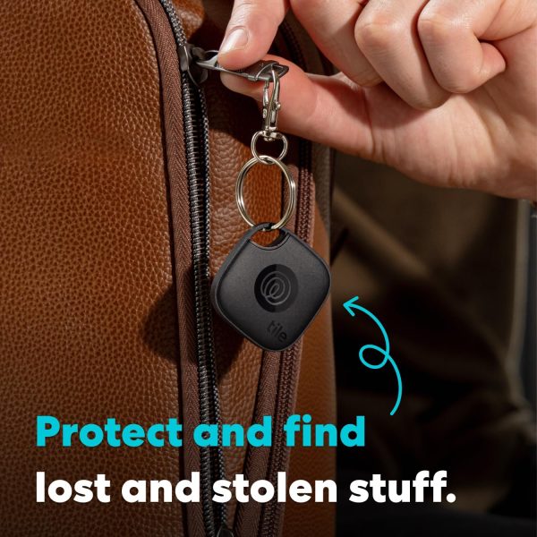 Tile by Life360 Mate (2024) Bluetooth Tracker, Keys Finder and Item Locator for Keys, Bags and More. Phone Finder. Both iOS and Android Compatible. 1-Pack (Black) - Image 2