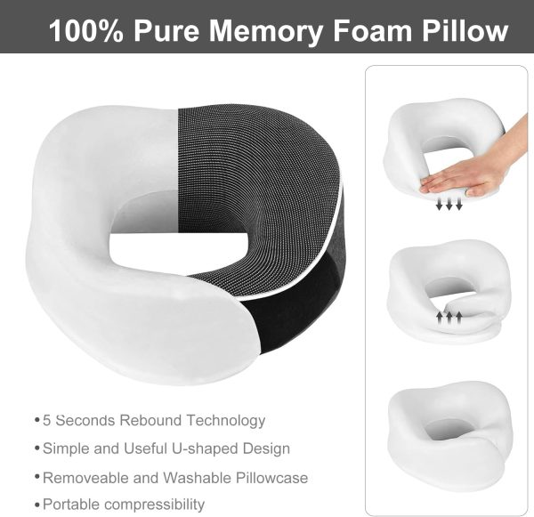 Travel Neck Pillow, Best Memory Foam Airplane Pillow for Head Support Soft Adjustable Pillow for Plane, Car & Home Recliner Use (Black1) - Image 6