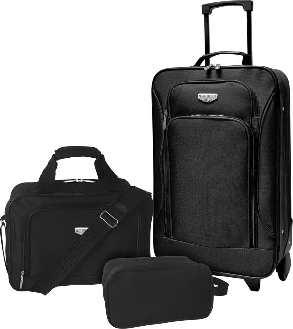 Euro Carry-On Luggage, Black, 3-Piece Set