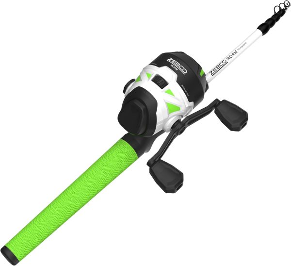 Zebco Roam Telescopic Fishing Rod and Spinning or Spincast Fishing Reel Combo, Durable 6-Foot Fiberglass Rod with ComfortGrip Handle, Pre-spooled with Zebco Cajun Fishing Line